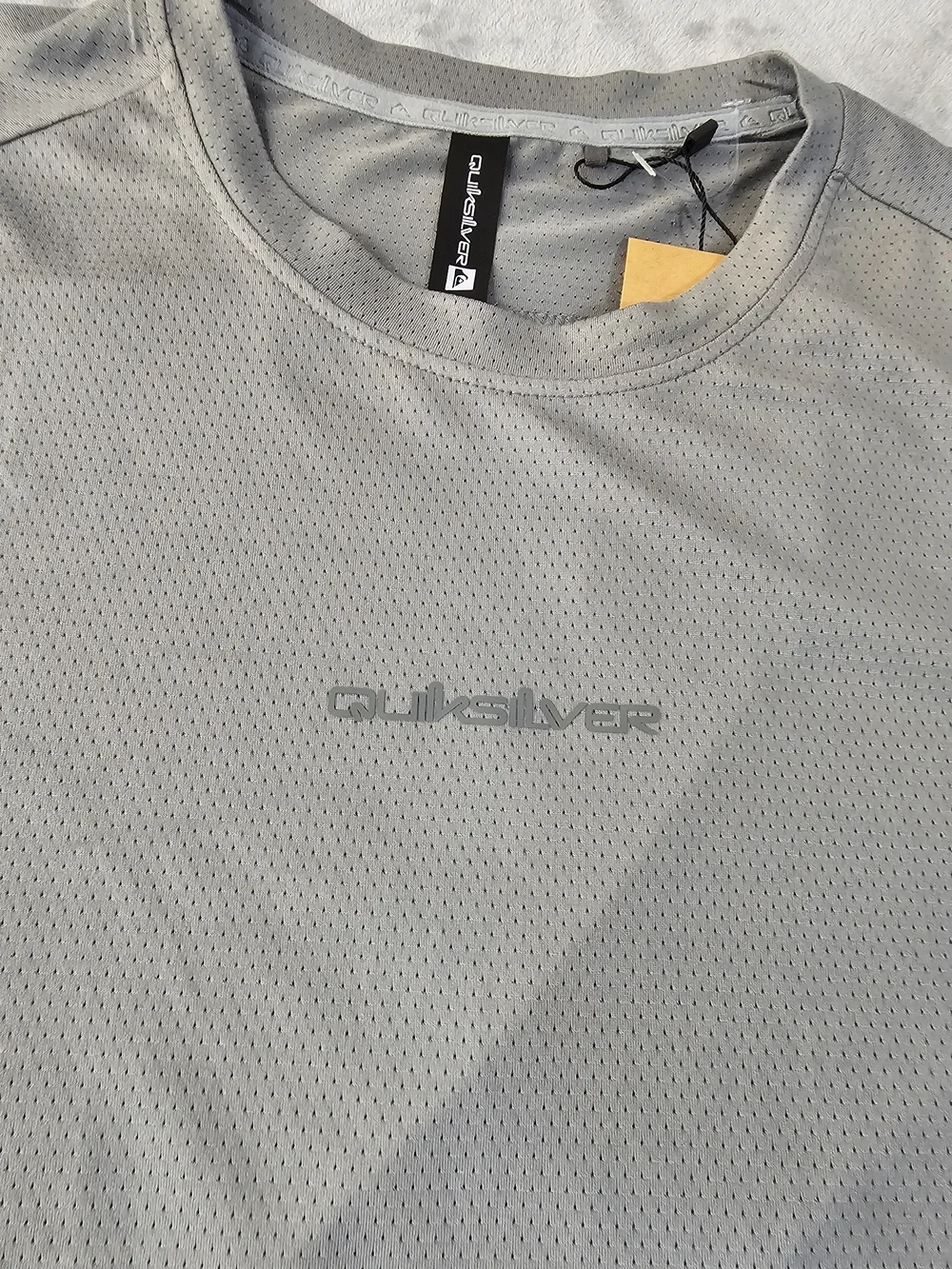 Quiksilver Gray Performance Tee with Blue Patterned Shorts